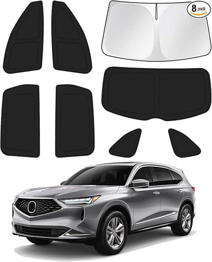 Sunshade for 2021-2025 2026 Acura MDX Accessories Windshield Sun Shade Side Rear Window Shade Cover Sun Visor Shield Privacy Protection Keep Vehicle Cool Black 8PCS