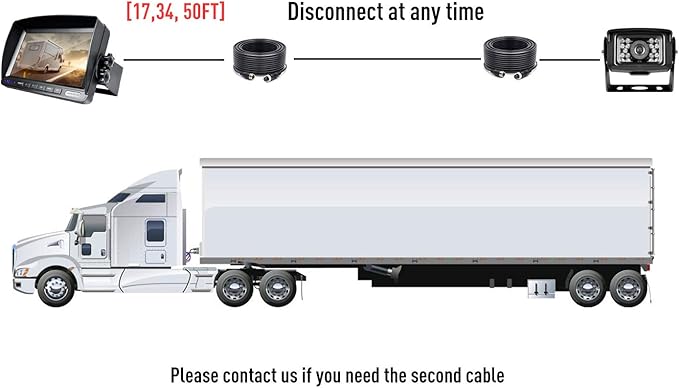 HD Wired Backup Camera System Kit, Sharp CCD Chip, 100% Not Wash Up, IP69 Waterproof Rear View Camera + 7’’ LCD Monitor Reversing for Truck/Semi-Trailer/Box Trucks/RV (ERY01)