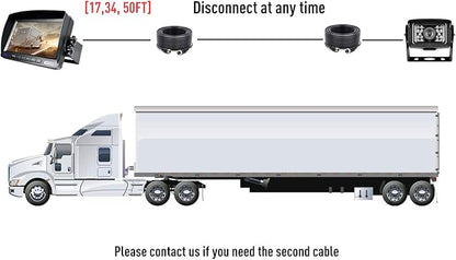 HD Wired Backup Camera System Kit, Sharp CCD Chip, 100% Not Wash Up, IP69 Waterproof Rear View Camera + 7’’ LCD Monitor Reversing for Truck/Semi-Trailer/Box Trucks/RV (ERY01)