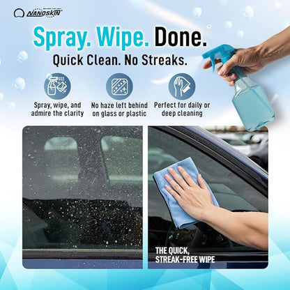 Nanoskin CRYSTAL-CLEAR VOC-Free Glass Cleaner 1 Gallon - Ultra-Concentrated, Eco-Friendly, Streak-Free Finish | Versatile Use for 40:1 Dilution | Perfectly Safe for Auto, Home, Garage & Beyond
