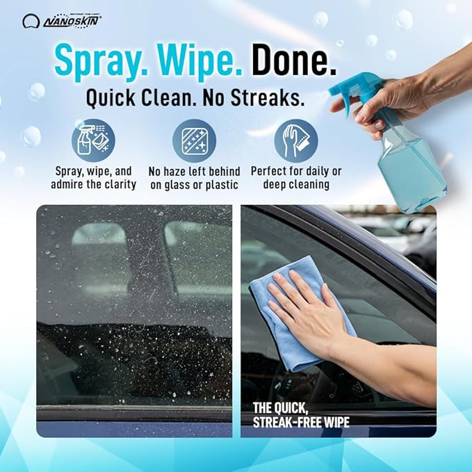 Nanoskin CRYSTAL-CLEAR VOC-Free Glass Cleaner, 32 Oz. Pack (2x16 Oz) - Advanced Eco-Safe, Streak-Free Shine, Multi-Surface Cleaning Solution | For Auto, Home, Office, & Commercial Use | 40:1 Dilution