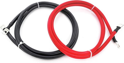 A ABIGAIL 2 AWG Battery Cables 2 Gauge Pure Copper Battery Inverter Cables with 3/8 in Lugs terminals Marine Grade for Automotive Solar Power Inverter Boat RV Car Motorcycle (5FT)