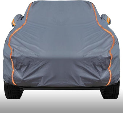 KEYOOG Universal Waterproof Heavy Weight Full Car Covers, Fit Pickup, All Weather, Outdoor Full Cover Weatherproof UV Sun Protection Snow Dust Storm Resistant with PEVA Cotton, Fit Length 198"-220"