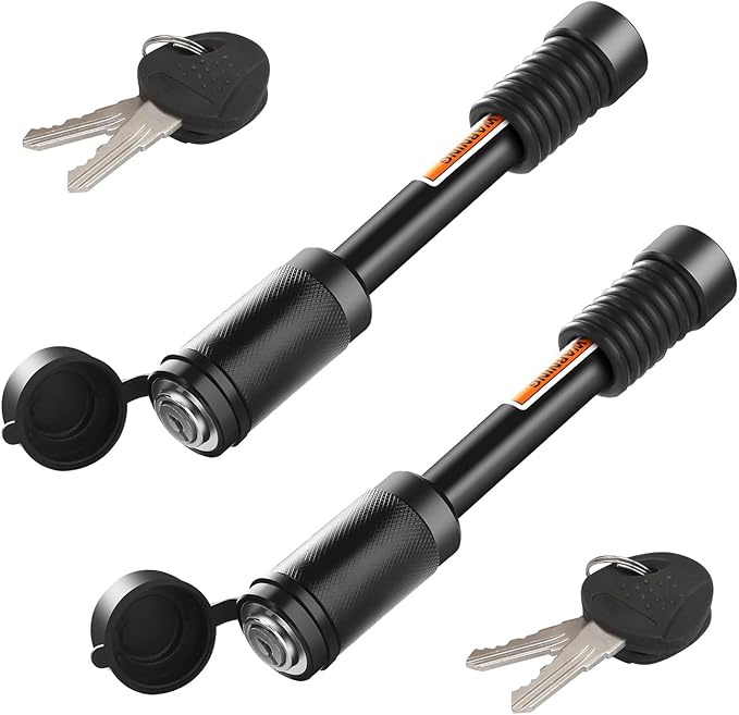 Trailer Hitch Locks, 5/8'' Dia and 3-1/2” Long Trailer Lock Fits Class III IV 2" and 2-1/2"Receiver Tubes for Trailer Truck Car and Boat Receiver Lock (2 Pack)