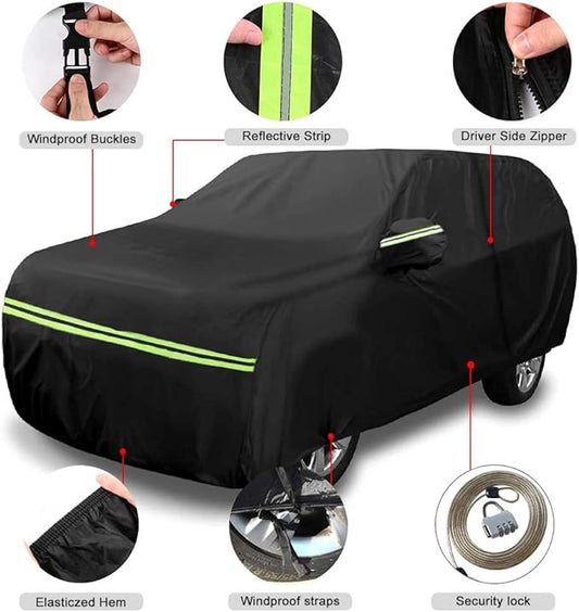 Waterproof Car Cover Compatible with Chevrolet Bolt EV 2017-2025 and 2022-2025 EUV, Polyester with Inner Cotton Liner All Weather Car Covers with Zipper Door for Snow Rain Dust Hail Protection