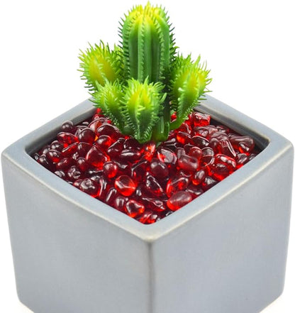 1 Lb (460 g) Red Sea Glass Stones Irregular Rainbow Glass Pebble Decorative Rock Quartz Tumbled Gemstone Chips for Aquarium Decoration/Vase Filler/Jewelry Making/Handwork Craft/Gems Display