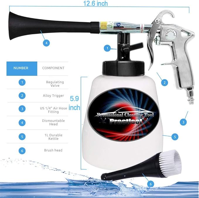 Car Interior Cleaner, Auto Detail Tools Car Detailing Kit(Needs Air Compressor) High Pressure Car Cleaning Gun Car Cleaning Kit for Vehicle Upholstery Carpet Seat