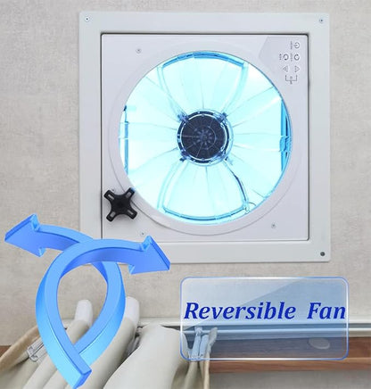 12V RV Roof Fan Vent 14'' 10 Speed Reversible Manual Lift (NO REMOTE)