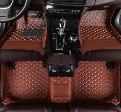Custom All-Weather Protection Leather Car Floor Mats for Cars Sedan SUV Sports Car Waterproof Floor Mat (Light Brown)