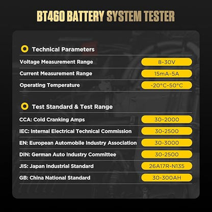 Car Battery Tester 24V 12V Load Tester,Digital Auto Battery Analyzer,30-2000 CCA Automotive Alternator Charging Cranking System Scanner for Motorcycle Car Truck Boat RV Marine ATV SUV Boat Yacht