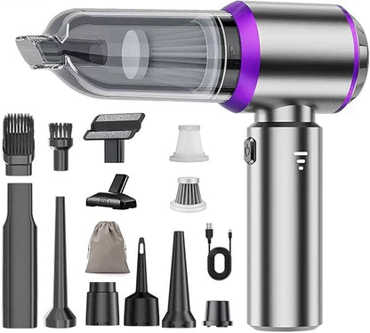 Mini Car Vacuum Cleaner,20000PA 4-in-1 Cordless Handheld Vacuum Cleaner with 6000mAh Battery Brushless Motor Hand Held Vacuum Air Duster & Air Blower & Pump for Car,Office and Home Cleaning