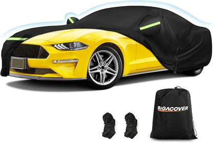 for Mustang Full Car Cover Waterproof All Weather, Outdoor Car Covers with Soft Cotton Lining Windproof Heavy Duty Protection Compatible with 1994-2025 Mustang GT/Shelby/Cobra/Bullitt/ECOBOOST
