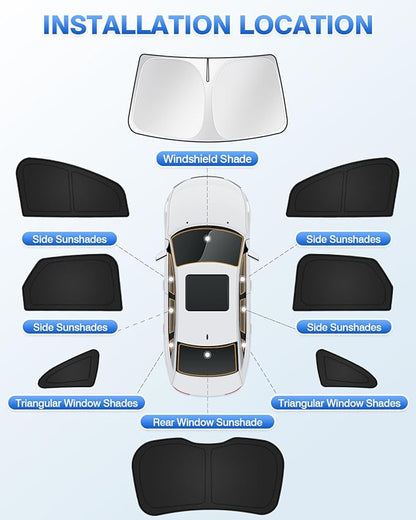 Sunshades for Ford Edge 2015-2024 Accessories Windshield Sun Shade Side Rear Window Shade Cover Sun Visor Shield Privacy Protection Keep Vehicle Cool Black 8PCS