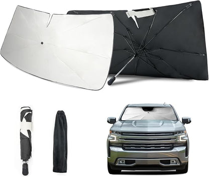 2019-2025 Upgraded for Chevy Silverado 1500 Sunshade, Portable Foldable Sunshade, [Nano Ice Crystals Coating] UV Protection, Keeps Interior Cool (for Chevy Silverado 1500 2019-2025)