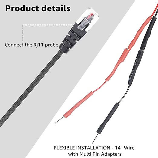 2PCS RJ11 Replacement Mirror Wire Power Cord for Uniden Radar Detectors，Fits R4 R3 R1 R7 R8 Model(3005201U)