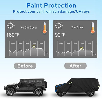 Avecrew for Jeep Wrangler Cover Waterproof 2 Door, All Weather for Jeep Rain Cover for Automobiles, Outdoor Full Exterior for Jeep Covers Fits JK JL TJ YJ CJ