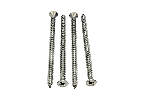 Bolt Dropper #12 X 3-1/2'' Stainless Steel Flat Head Phillips Wood Screw, (25 pc), 18-8 (304) Stainless Steel Sheet Metal Screws - Type A Point, Plain Finish
