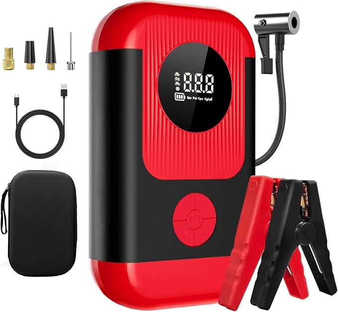 Tire Inflator Portable Air Compressor, 5X Faster Inflation 150PSI＆20000mAh Battery Air Pump, Tire Pressure Gauge, 12V Car Power Adapter for Car Motorcycle Balls Bike Pump