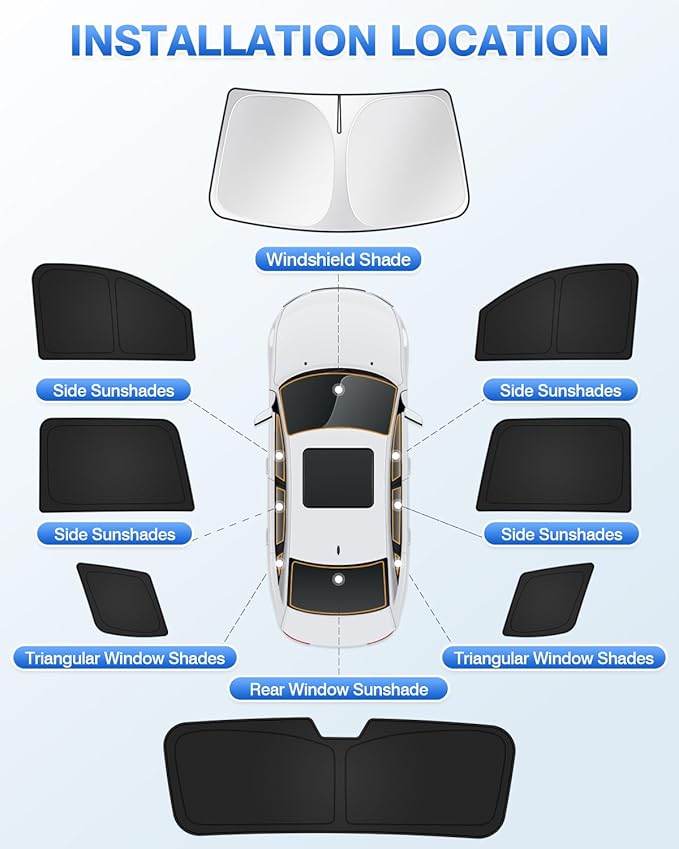 Sunshades for Chevrolet/Chevy Tahoe 2015-2020 Accessories Windshield Sun Shade Side Rear Window Shade Cover Sun Visor Shield Privacy Protection Keep Vehicle Cool Black 8PCS