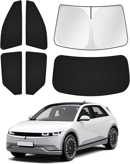 Windshield Sun Shade for Hyundai Ioniq 5 2022-2025 2026 Ioniq 5 Accessories Sunshade Side Rear Window Shade Cover Sun Visor Shield Privacy Protection Keep Vehicle Cool Black 6PCS