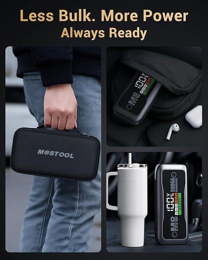 MOSTOOL M8 Car Jump Starter, 5000A Peak 12V Battery Jump Starter Power Pack with LED Display, Compact Portable Jumper Starter Jump Box for Car Battery, for All Gas Engines and Up to 10.0L Diesel
