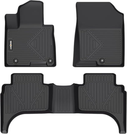 GINOWY-Floor Mats for Hyundai Santa Cruz 2022-2024 2025, TPE All Weather Car Mats Santa Cruz, Custom Fit Floor Liners, Heavy Duty Non-Slip Soft 3D Laser Car Accessories Mats-Black