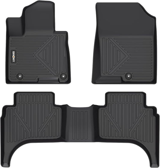 GINOWY-Floor Mats for Hyundai Santa Cruz 2022-2024 2025, TPE All Weather Car Mats Santa Cruz, Custom Fit Floor Liners, Heavy Duty Non-Slip Soft 3D Laser Car Accessories Mats-Black
