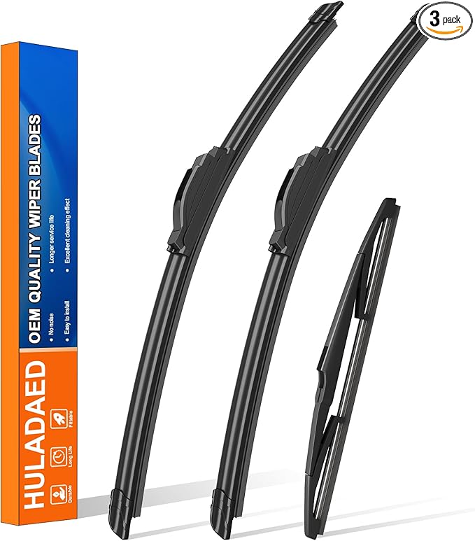 HULADAED® 26'' 14'' 13'' Windshield Wipers Replacement for Hyundai Santa Fe 2018-2013,Silicone Front Rear Wiper blades for MY Car-All Weather & Quiet(3 PACK)