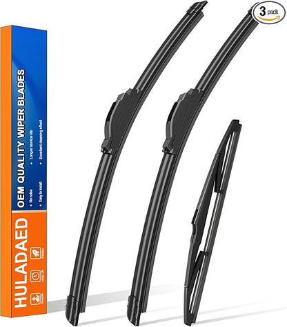 HULADAED® 26'' 14'' 13'' Windshield Wipers Replacement for Hyundai Santa Fe 2018-2013,Silicone Front Rear Wiper blades for MY Car-All Weather & Quiet(3 PACK)
