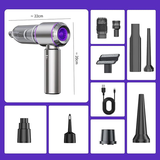 Handheld Car Vacuum Cleaner Cordless,21000Pa High Power Hand Held 3-Speed Adjustment and Multi-Nozzles Cleaner for Car, Home, Office, Pet Hair
