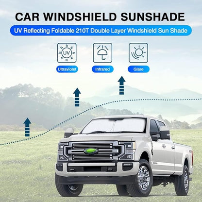 KUST Windshield Sun Shade for 2017-2022 Ford Super Duty F250 F350 F450 Pickup Truck Window Sun Shade Sun Visor Protector Foldable Blocks UV Rays Keep Your Car Cooler