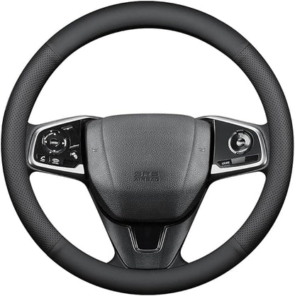 New Nappa Leather car Steering Wheel Cover, Anti-Slip, Safety, Soft, Breathable Full Surround Universal 15 inch Black