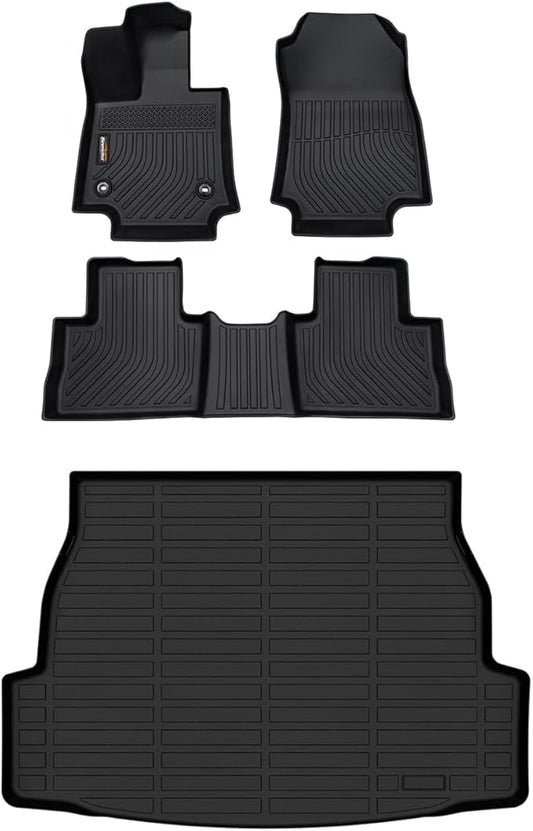 Binmotor-All Weather Floor Mats Cargo Liner for Toyota RAV4 2019-2024 2025(Only Gas Modesl), Heavy Duty Car Trunk Mat Floor Liners for RAV4 Accessories-Black