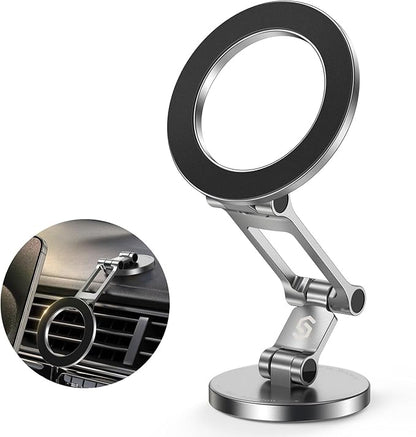 SYNCWIRE Fits MagSafe Car Mount, [All-Metal] Magnetic Phone Holder for Car, [Flexible Three-axis] 360° Rotation Magnetic Car Mount Strong Magnets Car Phone Holder Fits iPhone 16 15 14 13 12 Pro Max
