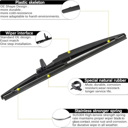 AUTOBOO 24"+20" Windshield Wipers with 12 Inch Rear Wiper Blade Replacement for Toyota 4runner 2010 2011 2012 2013 2014 2015 2016 2017 2018 2019 2022 2023 -Original Factory Quality (Pack of 3)