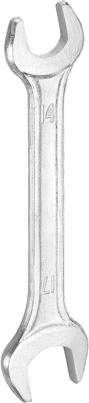 HARFINGTON Double Open End Wrench 14mm x 17mm Metric 15 Degree Offset Angle Small Flat Head Wrench Galvanizing Open Ended Spanner for Automotive Repair Furniture Assembly