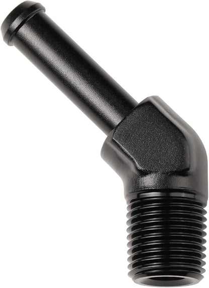 1/8 NPT Male to 1/4" Hose Barb Fitting Adapter 45 Degree Elbow Aluminum Black