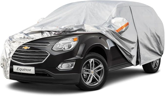 Kayme 6 Layers SUV Car Cover Custom Fit for Chevrolet Chevy Equinox (2005-2025) Waterproof All Weather for Automobiles, Outdoor Full Cover Rain Sun UV Protection.Silver