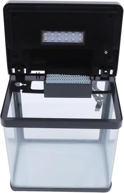 1.5 Gallon Fish Tank Starter Kits, Low Noise Betta Fish Tank with Fil-TER LED Light Submersible Pu-mp, Glass Small Fish Tank Smart Aquarium kit with Dimmer Button Water Temperature Display