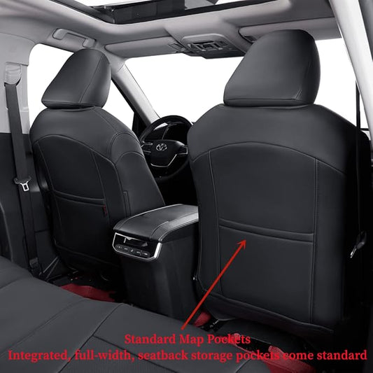 Camry Seat Covers for Toyota Camry L, LE, SE 2018-2024 & SE Nightshade 2020-2024,(Not for Hybrid) Leather Car Seat Cover Full Set (Black)