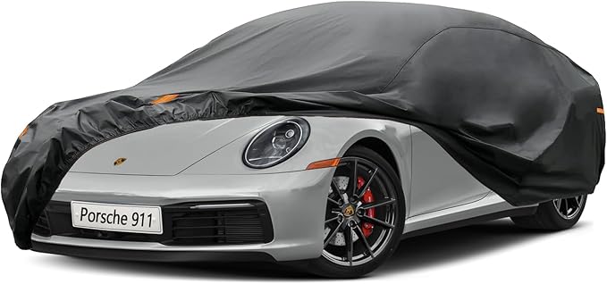 Kayme 7 Layers Car Cover Custom Fit for Porsche 911 Coupe Convertible Targa (2011-2025) Waterproof All Weather for Automobiles, Outdoor Full Cover Rain Sun UV Protection.Black