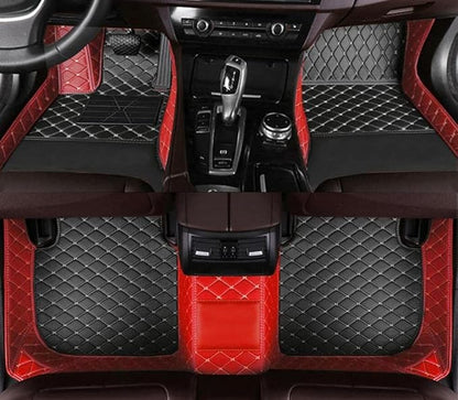 Custom All-Weather Protection Leather Car Floor Mats for Cars Sedan SUV Sports Car Waterproof Floor Mat (Black+red)