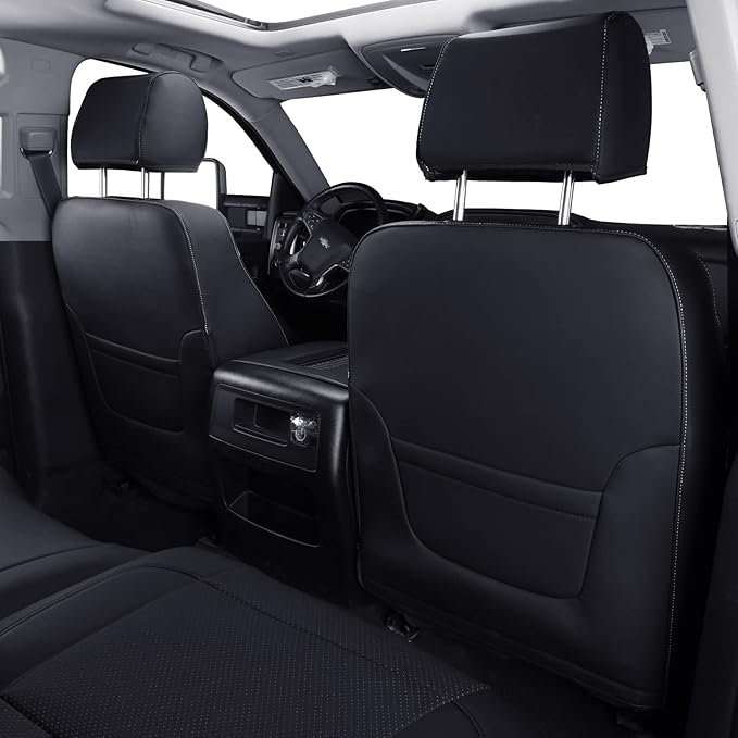 LUCKYMAN CLUB Front Seat Covers fit for Crew Cab/Extended Cab/Regular Cab of 2014-2018 Chevy Silverado Sierra 1500, 2015-2019 Silverado Sierra 2500 3500 (Black 2 pcs)