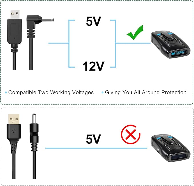 Radar Detector Cable, USB to DC3.5 Plug Cable,for Cobra Whistler Escort Valentine One Uniden Beltronics Radar Detector,Replacement Power Cable for Radar Detectors (DC3.5-6.56ft)