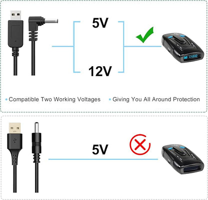 Radar Detector Cable, USB to DC3.5 Plug Cable,for Cobra Whistler Escort Valentine One Uniden Beltronics Radar Detector,Replacement Power Cable for Radar Detectors (DC3.5-6.56ft)