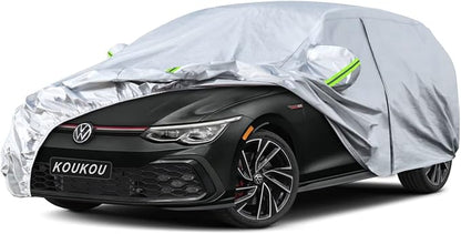 KouKou Hatchback Car Cover Waterproof All Weather Outdoor for Automobile Protection, Fit VW Golf GTI, Toyota Matrix, Audi A3,Ford Focus, Honda Fit, etc. (Length up to 178 inches)