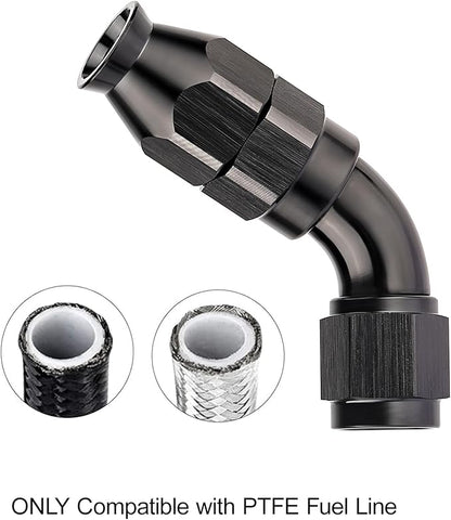 EVIL ENERGY 4AN 60 Degree PTFE One Piece Full Flow End Hose Fitting Aluminum Black