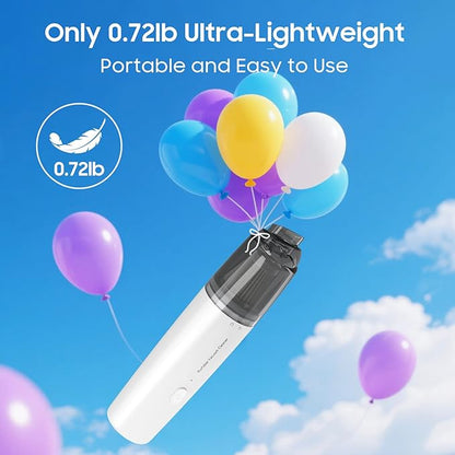 Handheld Vacuum Cordless, Car Vacuum Cleaner Portable with HEPA Filter, 2 Suction Modes, Mini Hand Held Vacuum Rechargeable for Car, Home, Pet Hair, Office, Desk, Keyboards (White)