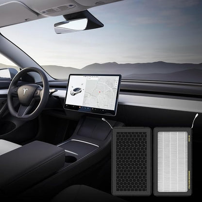 Tesla Model 3 Model Y Air Filter HEPA 2 Pack with Activated Carbon Tesla Cabin Air Filter Replacement (2016-2025)