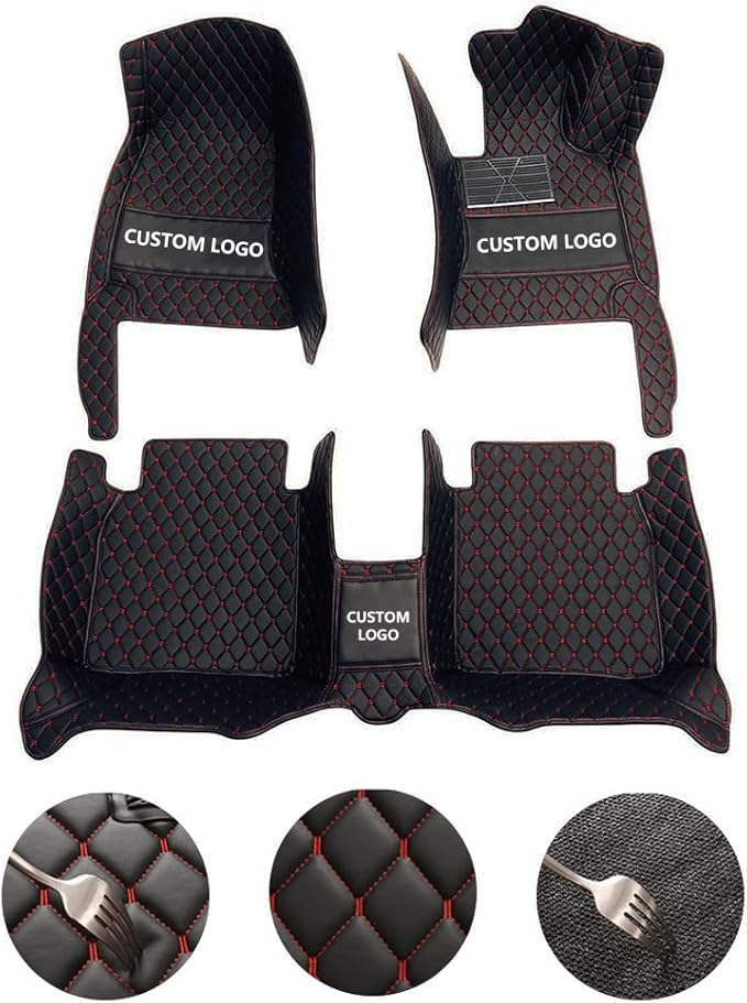 Custom All-Weather Protection Leather Car Floor Mats for Cars Sedan SUV Sports Car Waterproof Floor Mat (Light Brown)